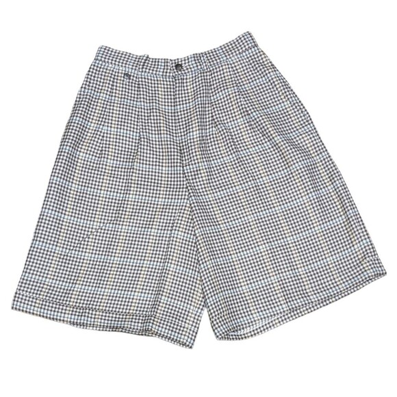 Ralph Lauren wool blend high waisted pleated plaid cuffed shorts women's size 10 - Picture 1 of 12